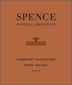 Wine:Spence Vineyards 2003 Cabernet Sauvignon  (Howell Mountain)