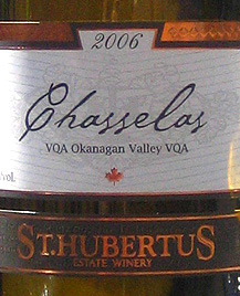 Wine:St. Hubertus Estate Winery 2006 Chasselas  (Okanagan Valley)