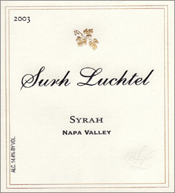 Wine:Surh-Luchtel Cellars 2003 Syrah  (Napa Valley)