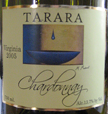 Wine:Tarara Vineyard & Winery 2005 Chardonnay  (Virginia)