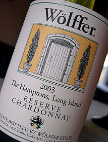 Wolffer Estate 2003 Reserve Chardonnay  (Hamptons Long Island)