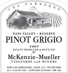 Mckenzie-Mueller Pinot Grigio.
