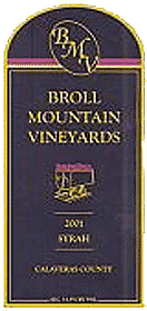 Broll Mountain Vineyards Wine Label